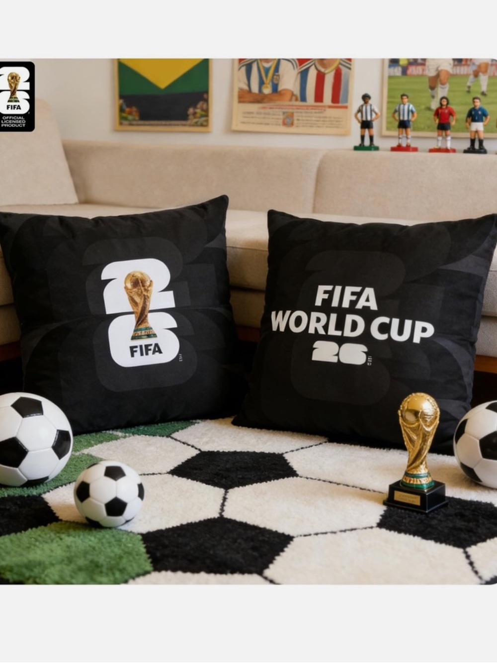 FIFA World Cup 26 Black Logo Throw Pillow